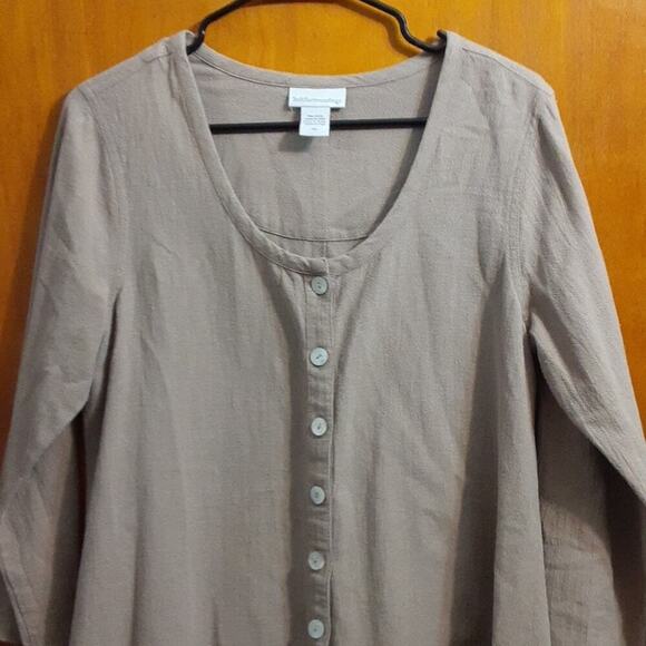 Soft Surroundings Women's Tan Khaki Boho Lagenlook Slope Bottom Top Size XS - Picture 2 of 6